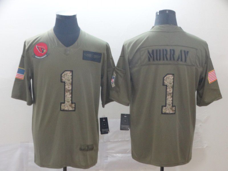 Men Arizona Cardinals 1 Murray green Nike Olive Salute To Service Limited NFL Jersey